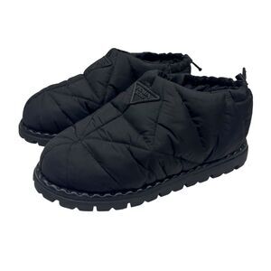 Prada Re-Nylon Slip On Shoes Padded Puffer Size 40 Black Flats Quilted Urban